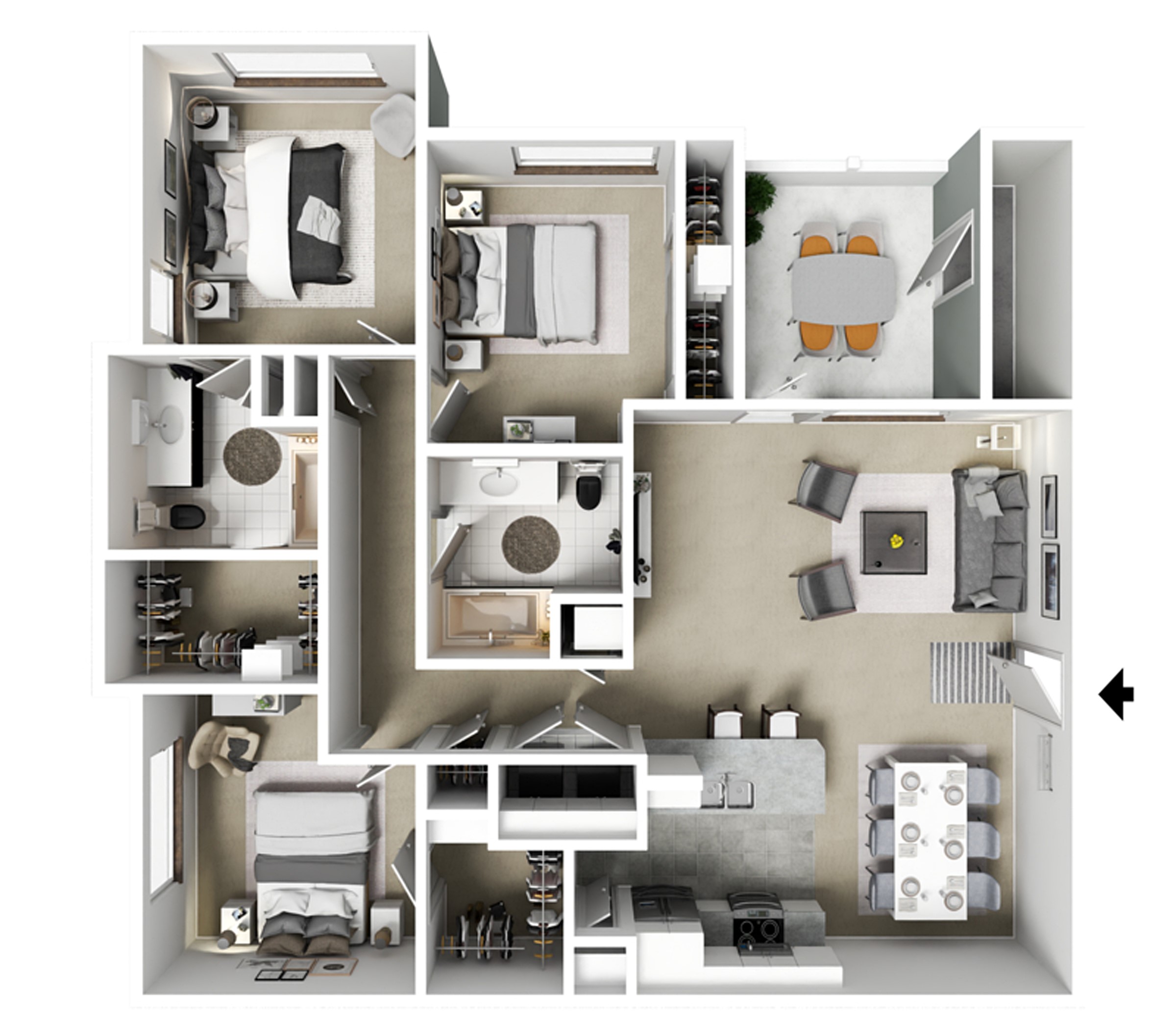 3 Bed 2.0 Bath Floor Plan